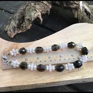 MultiGem Cluster w Smokey Quartz Nugget Necklace 14"